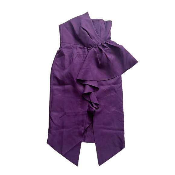 NEW Elliatt Reception Cascade Ruffle Strapless Dress in Purple, Size L $170 - Picture 13 of 15
